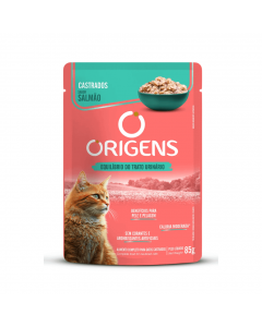 Sachê Origens  Gatos Adultos Castrados Salmão 85gr Premium Especial 